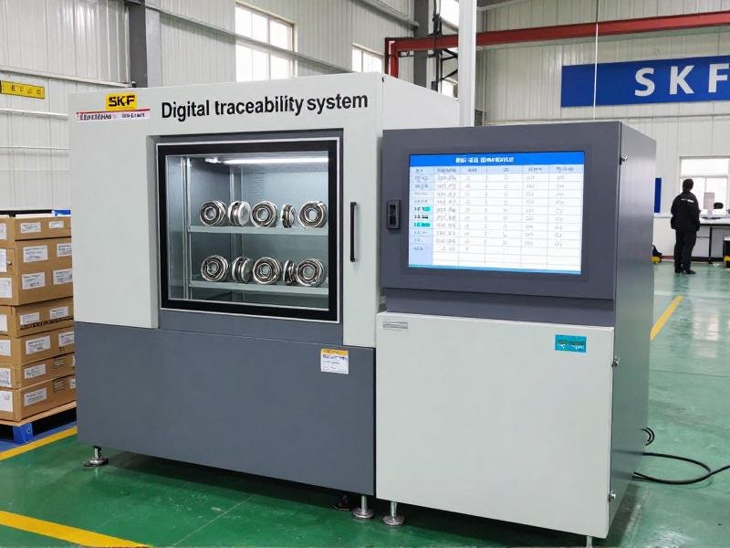 Digital traceability system showing factory production logs for SKF bearings