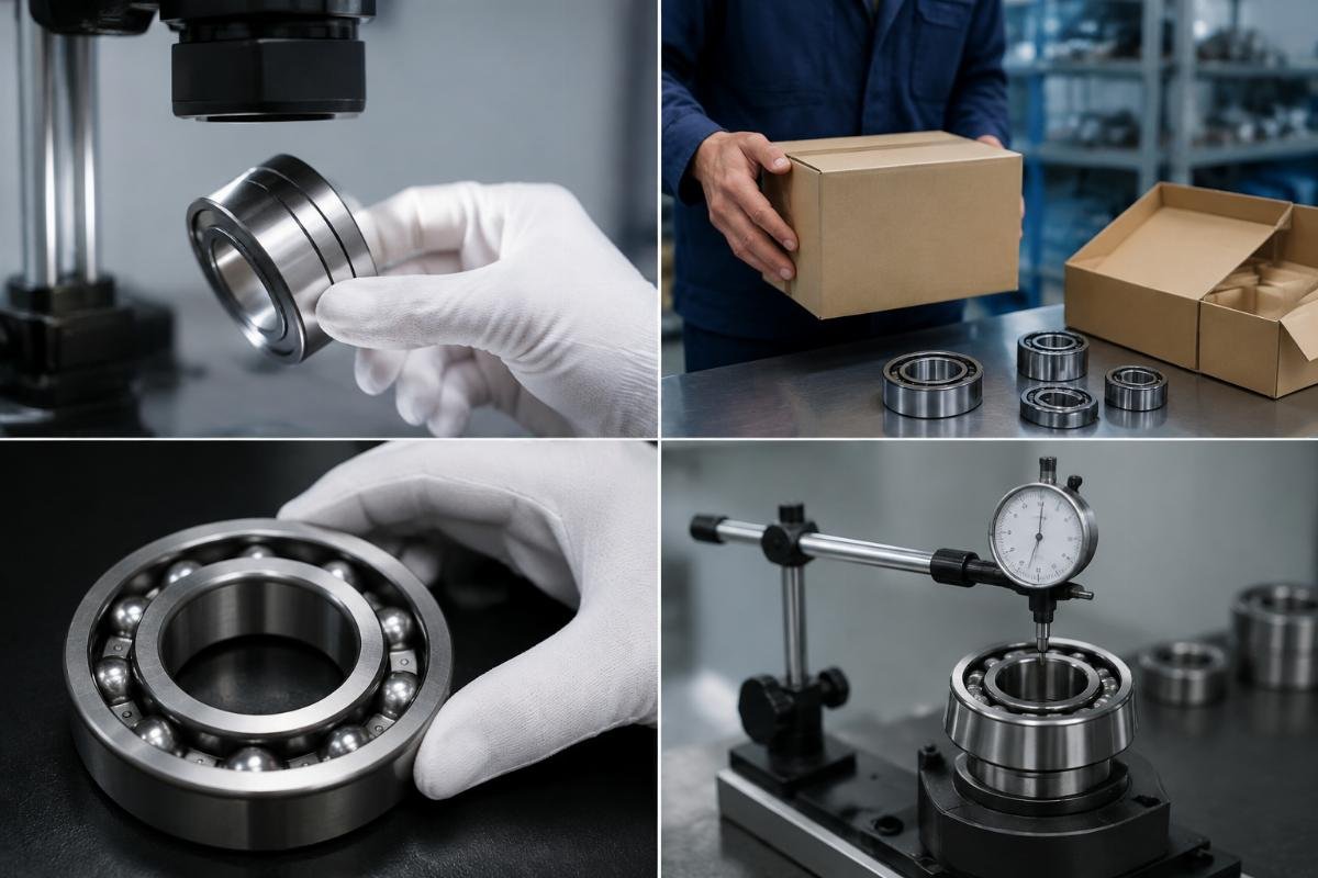 Authenticity verification checklist showing stamp font, packaging label, surface finish, and documentary checks