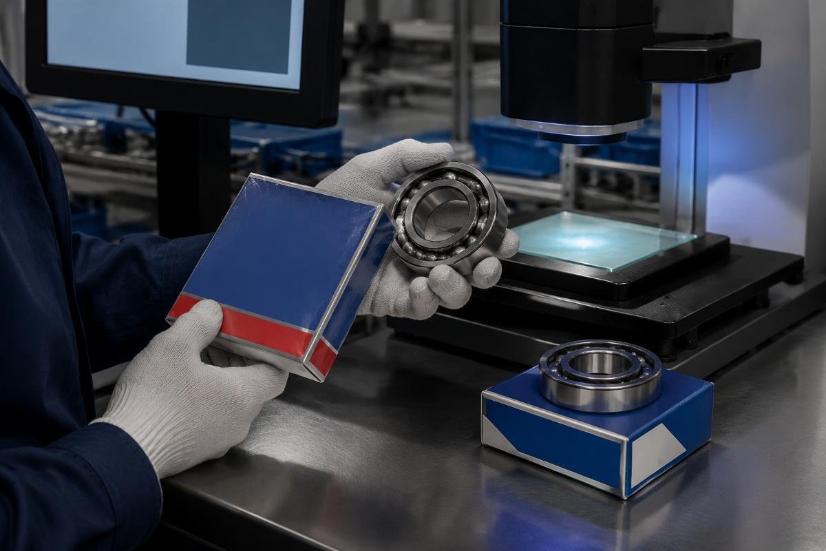 Authenticity verification layers for SKF and NTN bearings including authorization and QR code