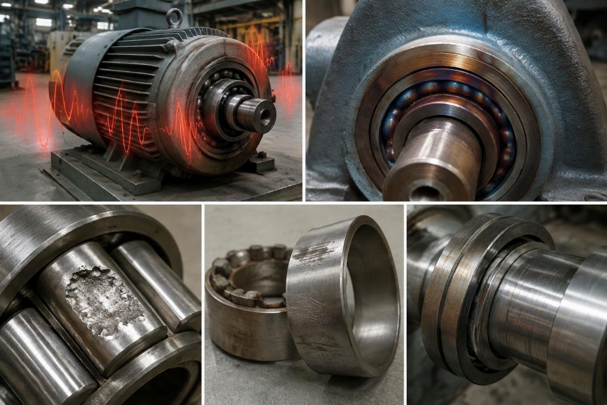 Bearing application failure scenarios showing vibration thermal and fit issues from precision class mismatch