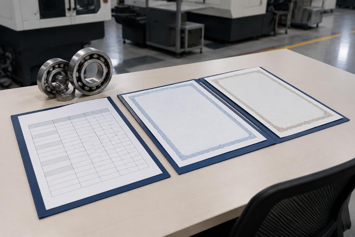 Documentation checklist showing cross-reference chart, certificate of origin, and authorized distributor certificate requirements