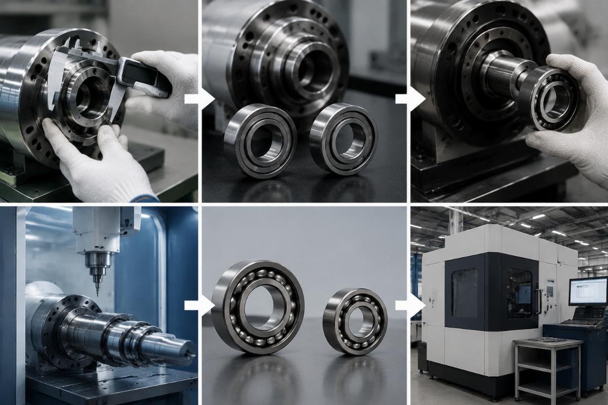 Step-by-step cross-reference workflow diagram for spindle bearing interchange
